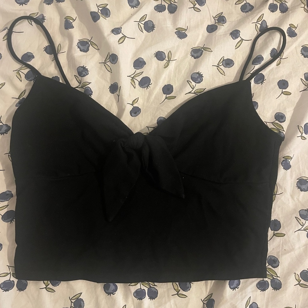 Reformation BLACK cropped strappy tank with bow small